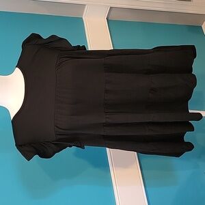 Black Solid Babydoll Top Large